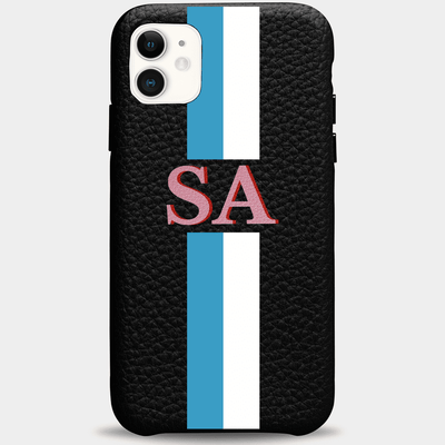 Personalized Leather iPhone Case - Stripe Letters (7655861485780)