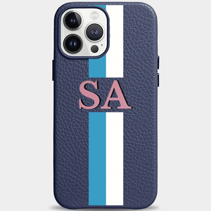 Personalized Leather iPhone Case - Stripe Letters (7655861485780)