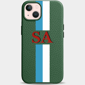 Personalized Leather iPhone Case - Stripe Letters (7655861485780)