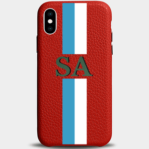 Personalized Leather iPhone Case - Stripe Letters (7655861485780)